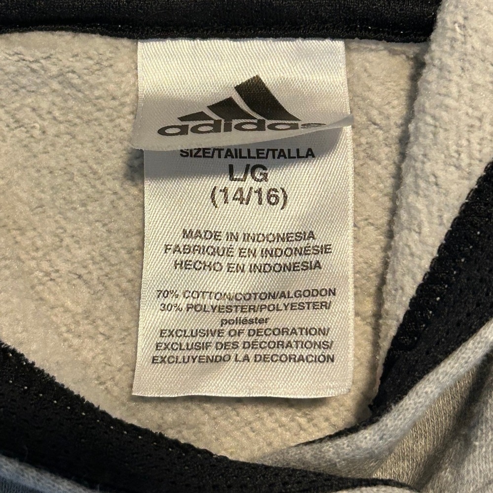 Adidas Boys Gray Pullover Hoodie Sweatshirt Size Large 14/16 Heather Gray 1518 - Picture 4 of 11